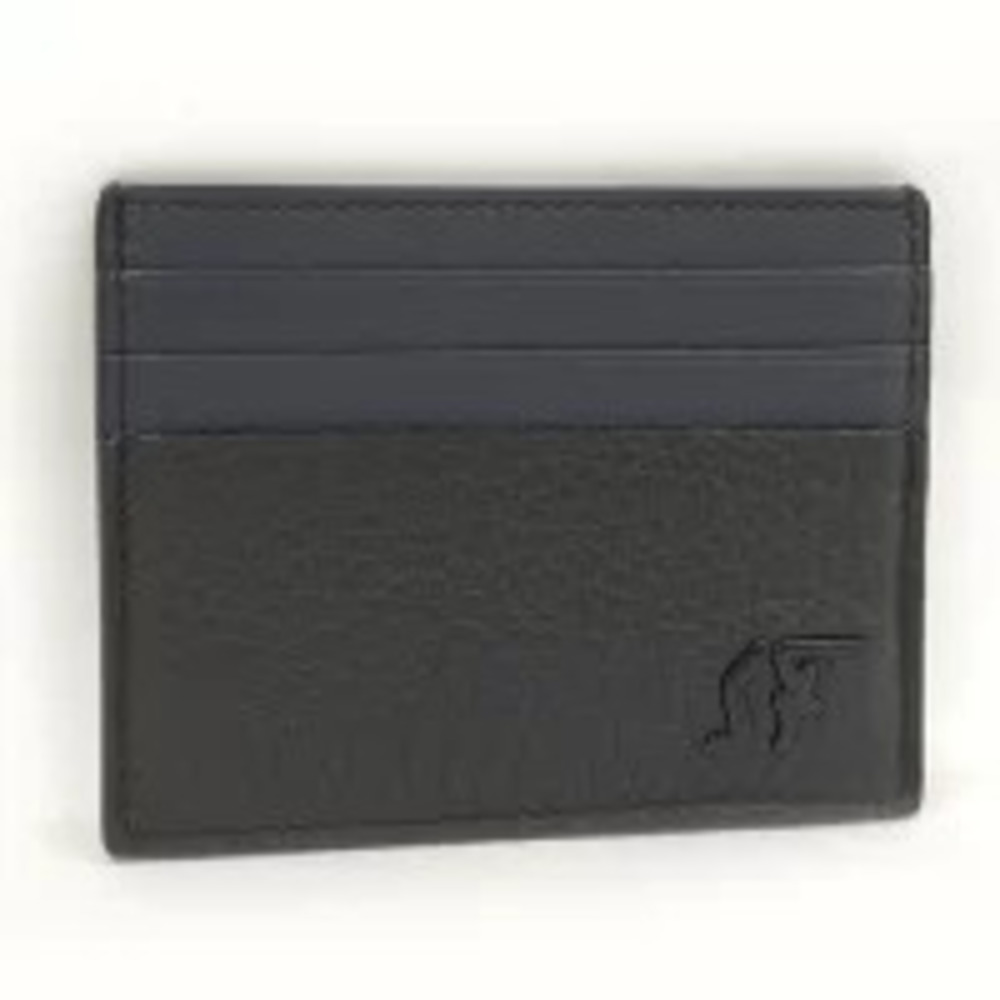 Salvatore Ferragamo Card Case Wallet Leather Black Navy Blue